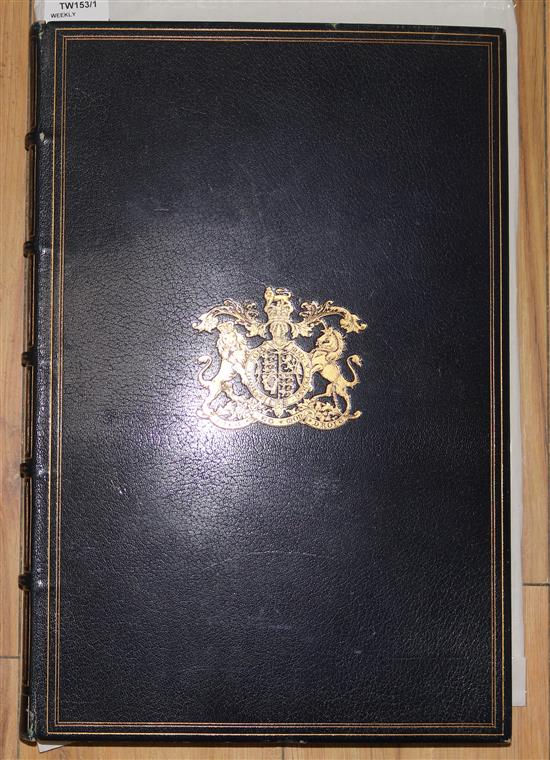 A George IV dinner menu dated 22nd October 1828 and a bespoke blue morocco folio album